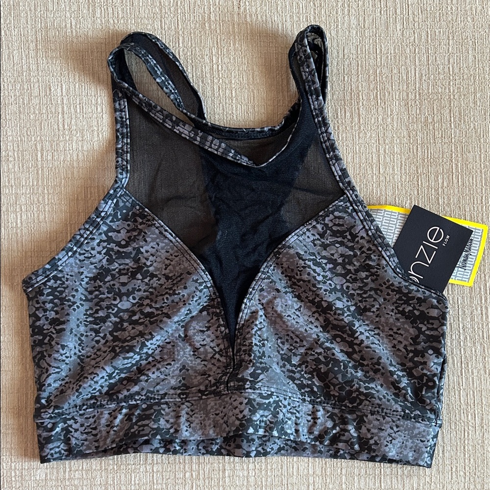 Onzie Black and Gray Patterned Women's sports bra